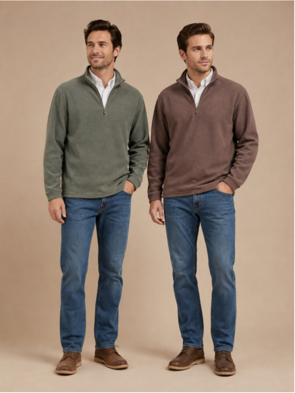 Age of Wisdom Reversible 1/4 Zip Pullover – Brown/Olive – Men’s Size M